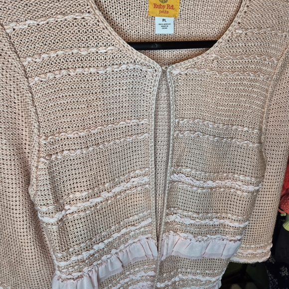 Ruby Rd. Blush Knit Ruffle Cardigan - Picture 5 of 8